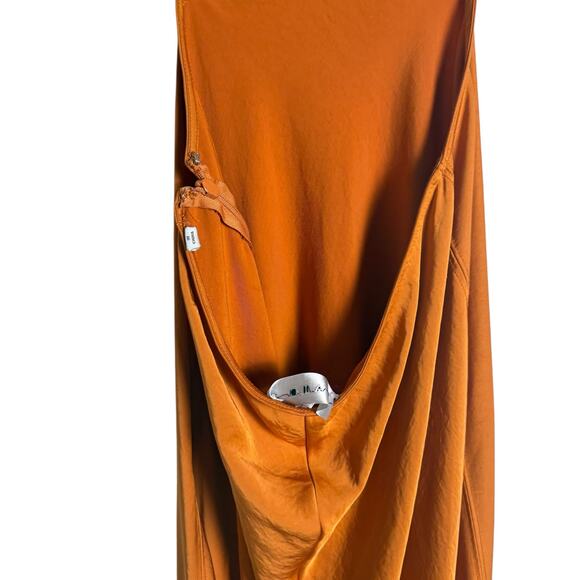 A.L.C. Blakely Orange Satin Cutout V-Neck Cocktail Midi Dress Size 6 - Picture 15 of 16